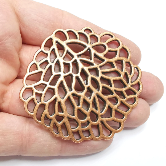 Copper Filigree Pendant Antique Copper Plated Findings (66x62mm) G29374
