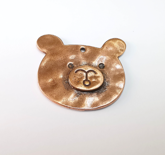 Bear Charms Pendants, Antique Copper Plated Charms (46x41mm) G29806