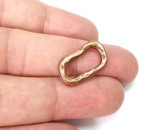 5 Oval Hammered Connector Charms Antique Copper Plated Charms (22x12mm) G28974