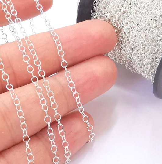 1 Feet Rolo Chain Sterling Silver Chain, 925 Solid Silver Soldered Chain (3x2,6mm) G30042