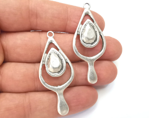 Drop Pear Charms Pendant Antique Silver Plated Charms (51x21mm) G28055