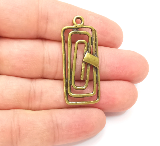 Rectangle Spiral Charms Antique Bronze Plated (41x17mm) G28317