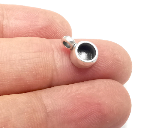 Round Pendant Blanks Resin Bezel Base Mosaic Mountings Antique Silver Plated (5mm Blank Size) G28296