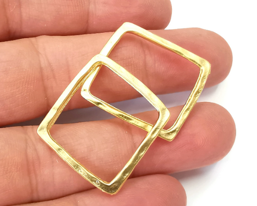 Hammered Square Charms Findings Gold plated (27x25mm) G28333