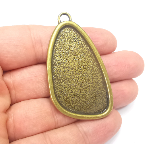 Unique Pendant Bezels, Resin Blank, inlay Mountings, Mosaic Frame, Cabochon Base, Dry Flower Settings Antique Bronze Plated (49x28mm) G28213