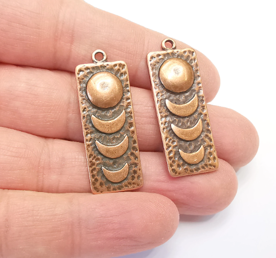 Moon Hammered Charms State of The Moon Crescent Pendant Antique Copper Plated Charms (39x15mm) G28006