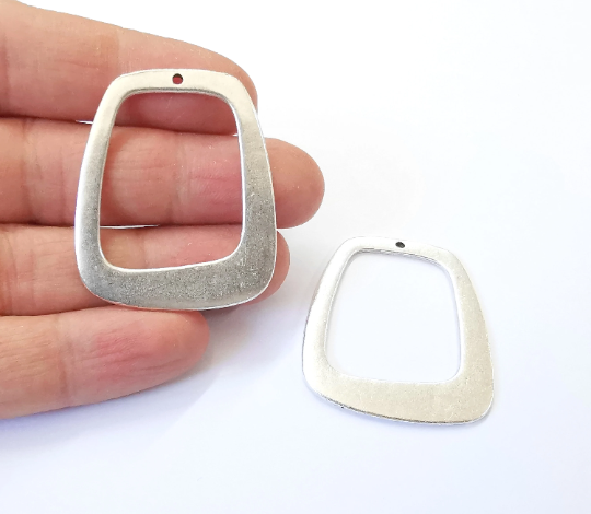 2 Silver Charms Antique Silver Plated Charms (43x37mm) G25023