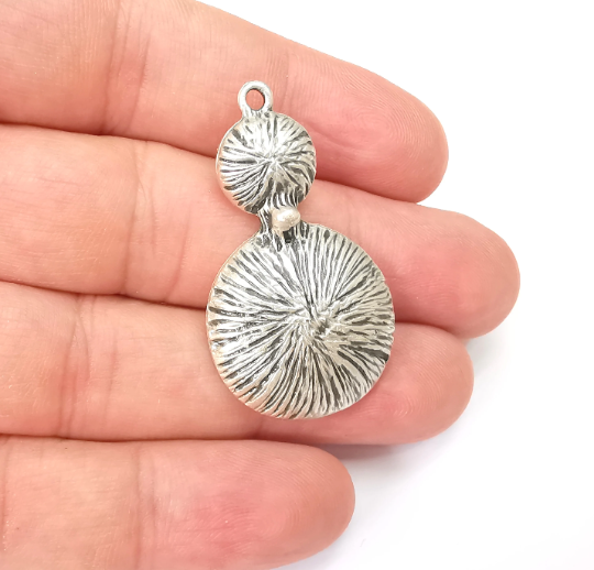 Unique Brushed Dangle Charms, Antique Silver Plated Charms (42x24mm) G28937