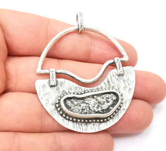 Unique Silver Pendant Antique Silver Plated (62x49mm) G28745