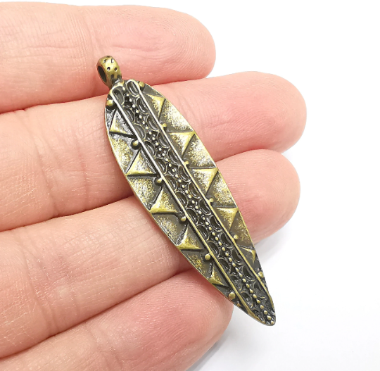 Bronze Dangle Pendant Charms, Antique Bronze Plated Charms (54x15mm) G29555