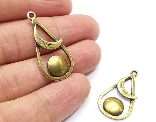 Drop Crescent Full Moon Charms Sky Pendant Antique Bronze Plated Charms (34x17mm) G28023