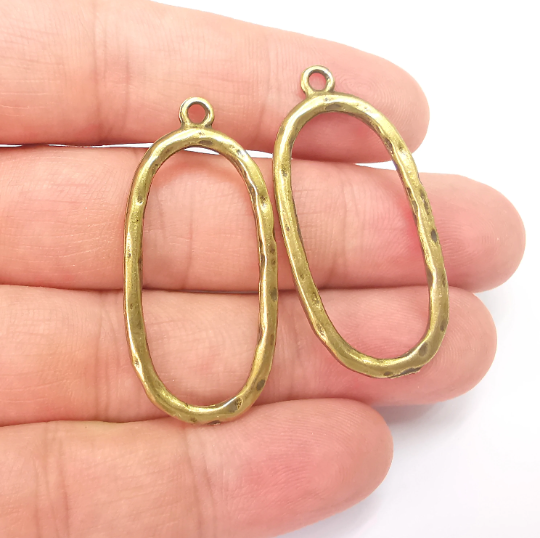 Antique Bronze Oval Circle Charms, Antique Bronze Plated DIY Charms (43x20mm) G28277