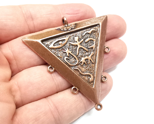 Symbols Pendant , Triangle Connector, Antique Copper Plated (59x55mm) G28900