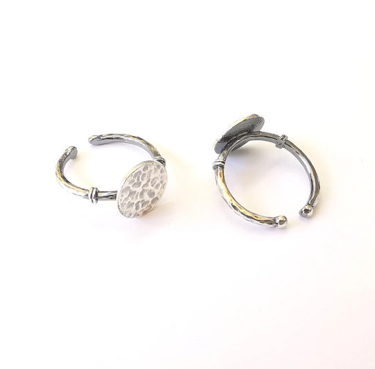 Stamping Ring Blanks, Sterling Silver Engraving Blank, Statement Rings, Adjustable Nameplate Ring, 925 Solid Silver 12mm G30023