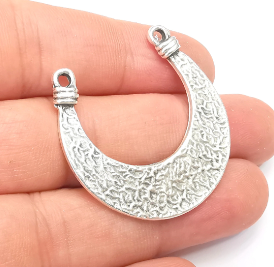 Ethnic Connector Pendant, Antique Silver Plated (38mm) G28787