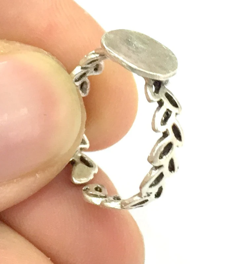 Adjustable Ring Blank, (10mm blank ) Antique Silver Plated Brass G4947