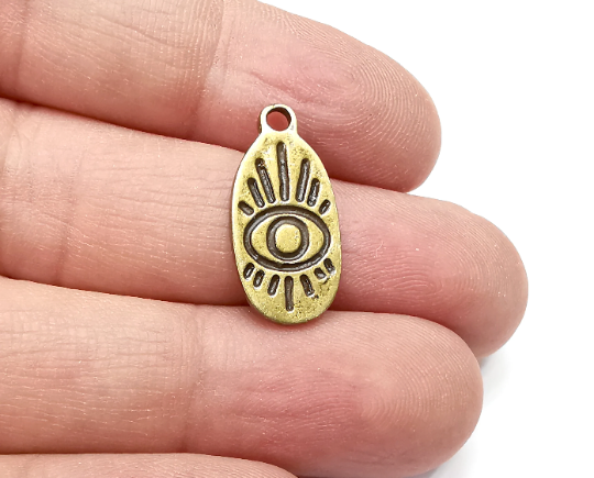 5 Eye Dangle Charms, Antique Bronze Plated (23x11mm) G29363
