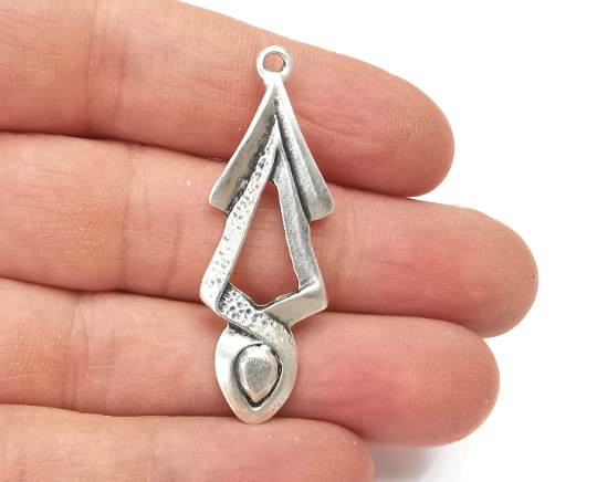 Silver Dangle Charms Antique Silver Plated Charms (48x16mm) G28062