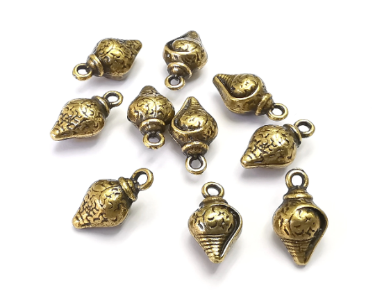 Oyster Sea Shell Charms Beads Antique Bronze Plated Charms (15x8mm) G28026