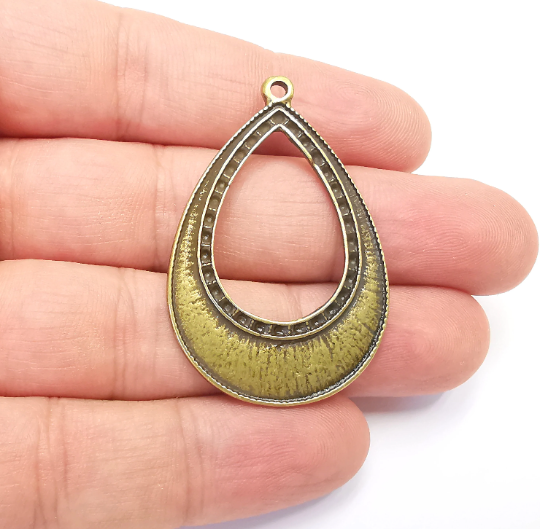 Ethnic Drop Charms Antique Bronze Plated Charms (48x32mm) G28310
