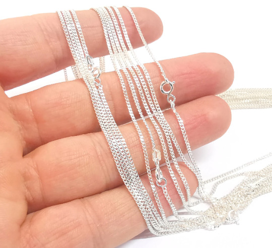 Sterling Silver Soldered Ready Curb Chain 925 Silver Chain Findings (1 mm thickness) G30018