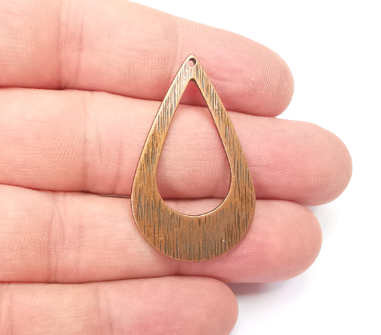 Brushed Drop Charms Antique Copper Plated Teardrop Charms (40x24mm) G28932