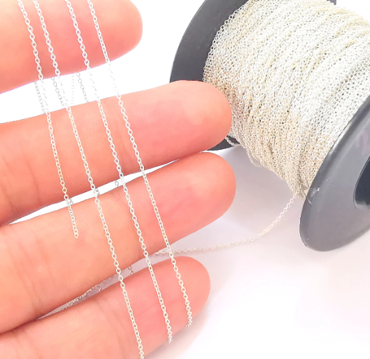 1 Feet Sterling Silver Soldered Cable Chain, 925 Silver Chain (1mm thickness) G30036