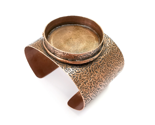 Bracelet Blanks Cuff Adjustable Textured Bracelet Antique Copper Plated Brass ( 40mm Blanks ) G28231