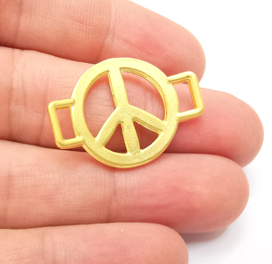 Peace Charms, Gold Plated Connector (31x22mm) G28319