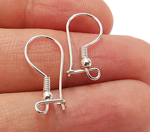 2 Pcs Solid Sterling Silver Earring Hook 925 Silver Earring Wire Findings (20mm) G30005