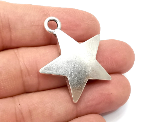 Star Charms, Antique Silver Plated (37x32mm) G28748