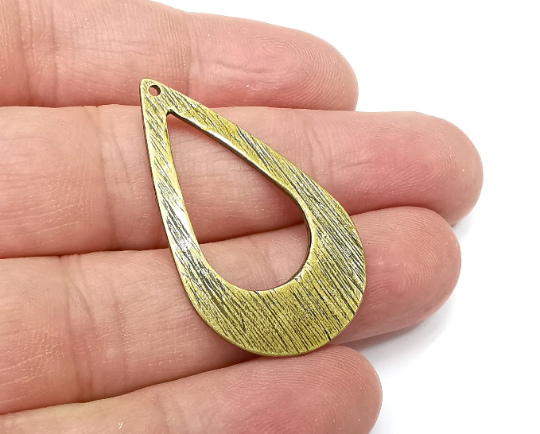 Brushed Drop Charms Antique Bronze Plated Teardrop Charms (40x24mm) G28921