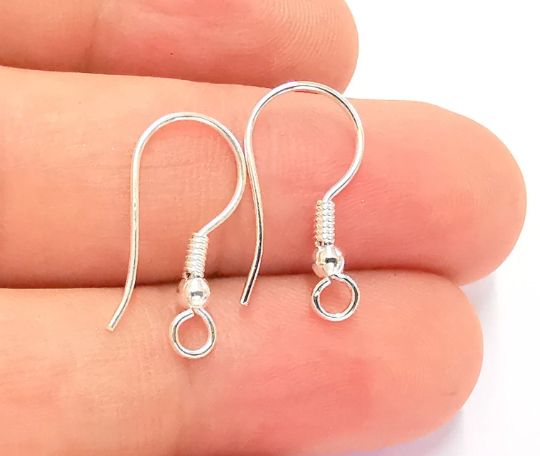 2 Solid Sterling Silver Earring Hook 925 Silver Earring Wire Findings (20mm) G30064