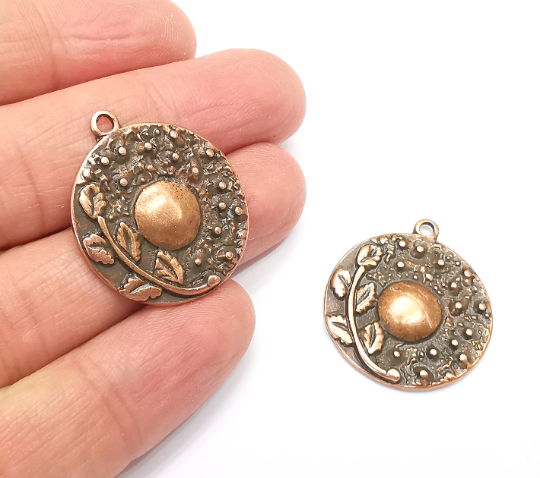 Branch Leaf Charms Plant Nature Charms Full Moon Moonrise Pendant Antique Copper Plated Charms (31x27mm) G28018