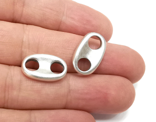 Oval Connector Charms Antique Silver Plated Findings (19x12mm) G28487
